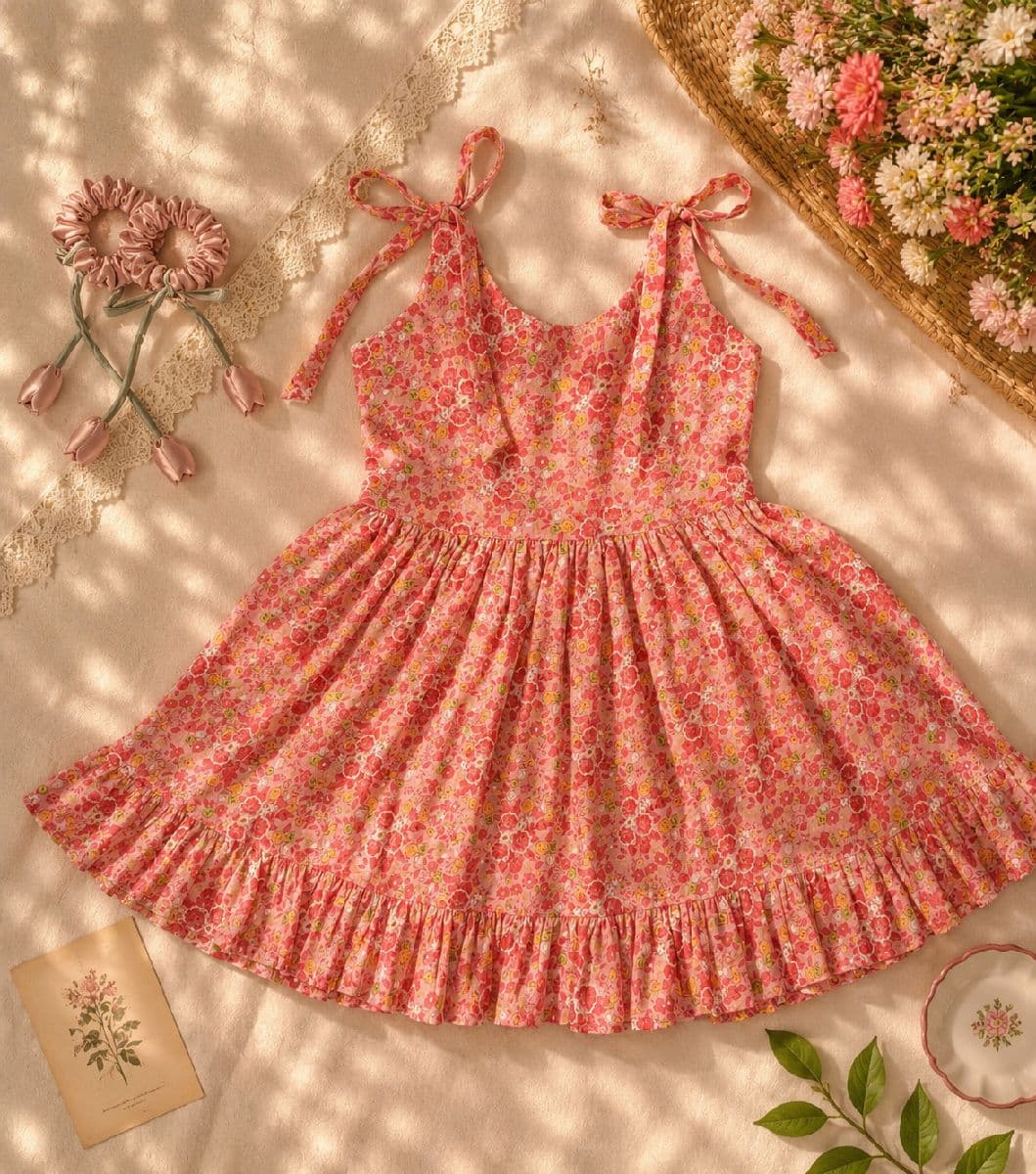 Floral Print Customized Baby Dress (0-1)years